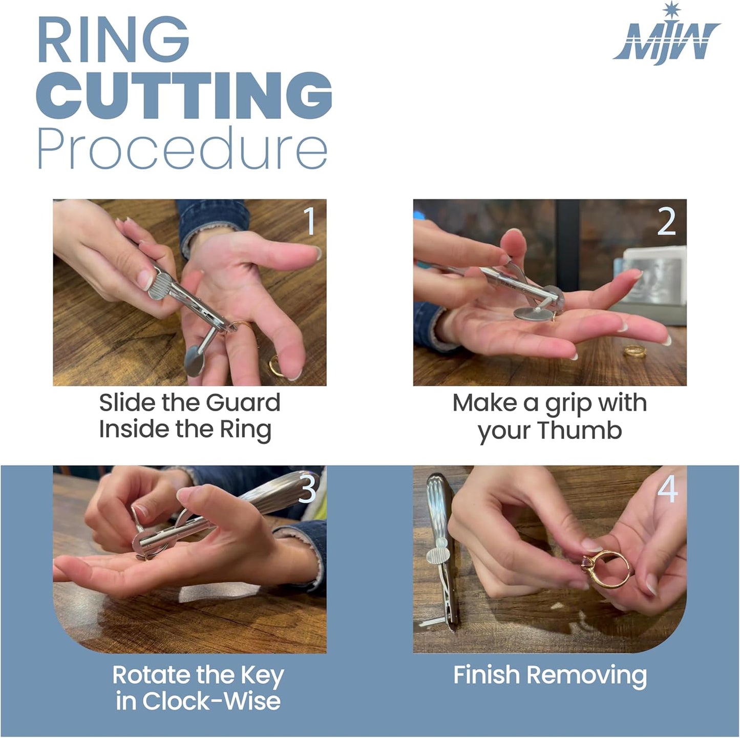 Finger Ring Cutter with 2 Replacement Blades - Stainless Steel Emergency Jewelry Cutting Tool Ideal First Aid instrument, EMT Ring Remover Tool with Finger Protection