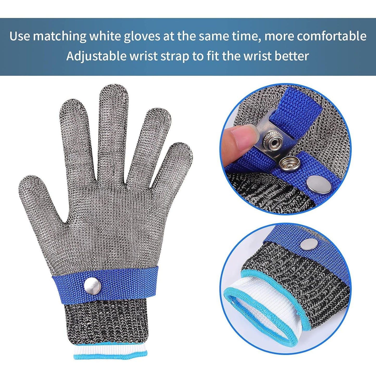 Herda Level 9 Cut Proof Glove, Chainmail Gloves Kitchen Gloves for Fish Meat Cutting Wood Carving Whittling Oyster Shucking Safety Butcher Work