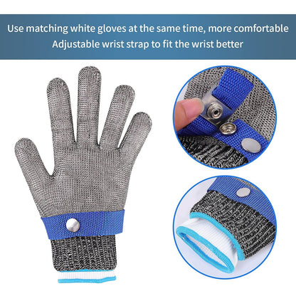 Herda Level 9 Cut Proof Glove, Chainmail Gloves Kitchen Gloves for Fish Meat Cutting Wood Carving Whittling Oyster Shucking Safety Butcher Work