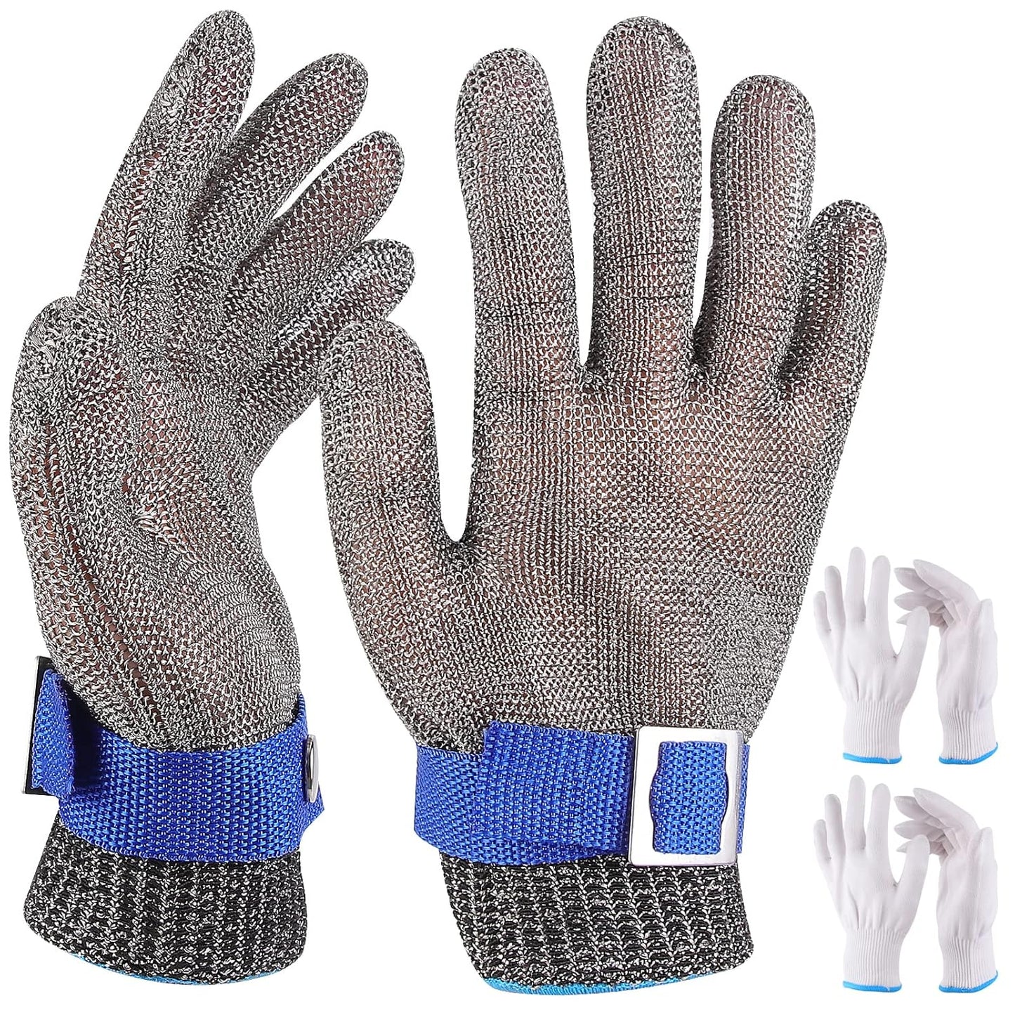Herda Level 9 Cut Proof Glove, Chainmail Gloves Kitchen Gloves for Fish Meat Cutting Wood Carving Whittling Oyster Shucking Safety Butcher Work