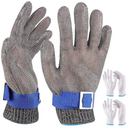 Herda Level 9 Cut Proof Glove, Chainmail Gloves Kitchen Gloves for Fish Meat Cutting Wood Carving Whittling Oyster Shucking Safety Butcher Work