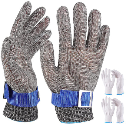 Herda Level 9 Cut Proof Glove, Chainmail Gloves Kitchen Gloves for Fish Meat Cutting Wood Carving Whittling Oyster Shucking Safety Butcher Work