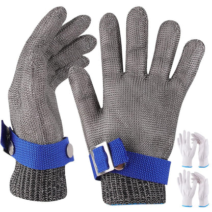 Herda Level 9 Cut Proof Glove, Chainmail Gloves Kitchen Gloves for Fish Meat Cutting Wood Carving Whittling Oyster Shucking Safety Butcher Work