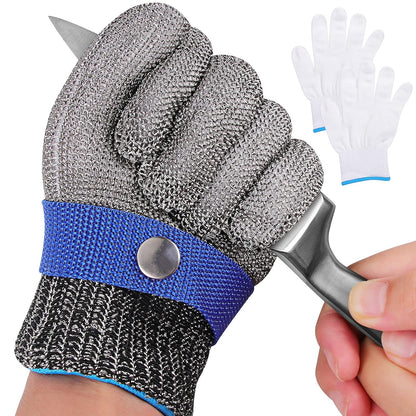 Herda Level 9 Cut Proof Glove, Chainmail Gloves Kitchen Gloves for Fish Meat Cutting Wood Carving Whittling Oyster Shucking Safety Butcher Work