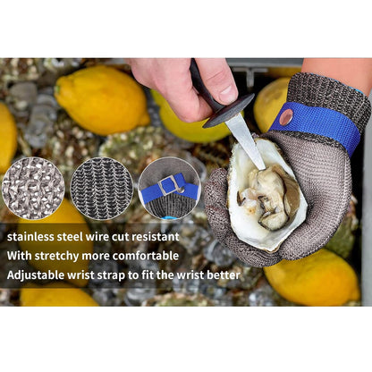 Herda Level 9 Cut Proof Glove, Chainmail Gloves Kitchen Gloves for Fish Meat Cutting Wood Carving Whittling Oyster Shucking Safety Butcher Work