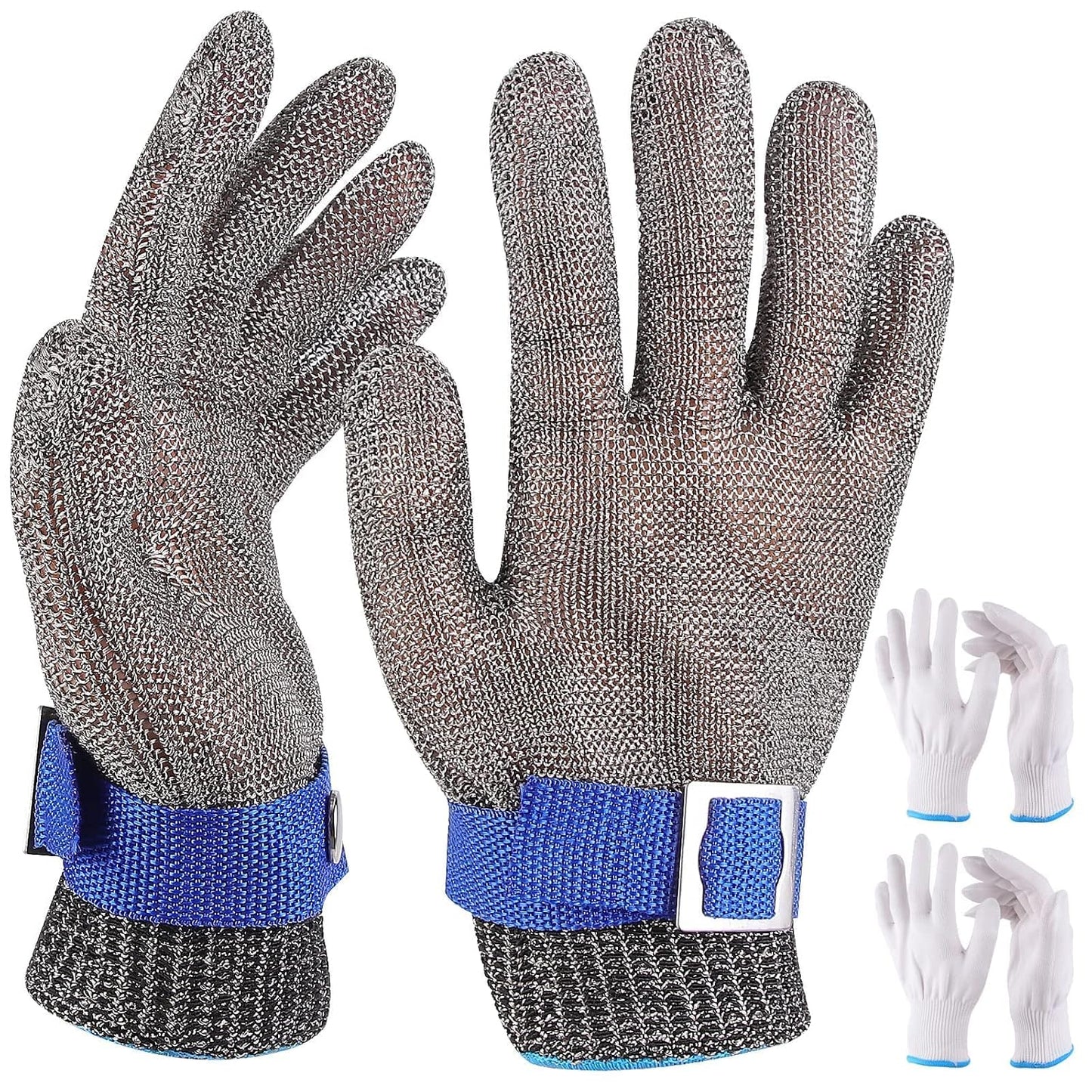 Herda Level 9 Cut Proof Glove, Chainmail Gloves Kitchen Gloves for Fish Meat Cutting Wood Carving Whittling Oyster Shucking Safety Butcher Work