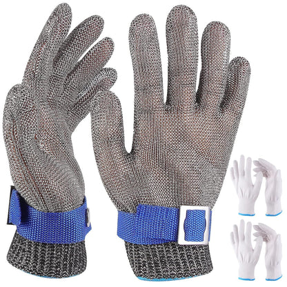 Herda Level 9 Cut Proof Glove, Chainmail Gloves Kitchen Gloves for Fish Meat Cutting Wood Carving Whittling Oyster Shucking Safety Butcher Work