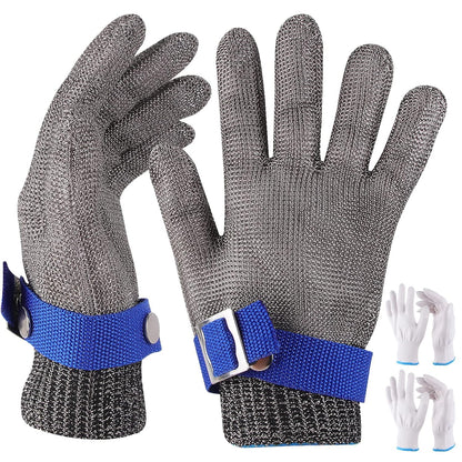 Herda Level 9 Cut Proof Glove, Chainmail Gloves Kitchen Gloves for Fish Meat Cutting Wood Carving Whittling Oyster Shucking Safety Butcher Work