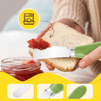 Butter Spreader Knife Set, 2-Pack Stainless Steel Cheese and Butter Knives with Ceramic Handle, Dishwasher Safe, for Soft & Hard Cheese, Jam, Cold Butter (dark green)