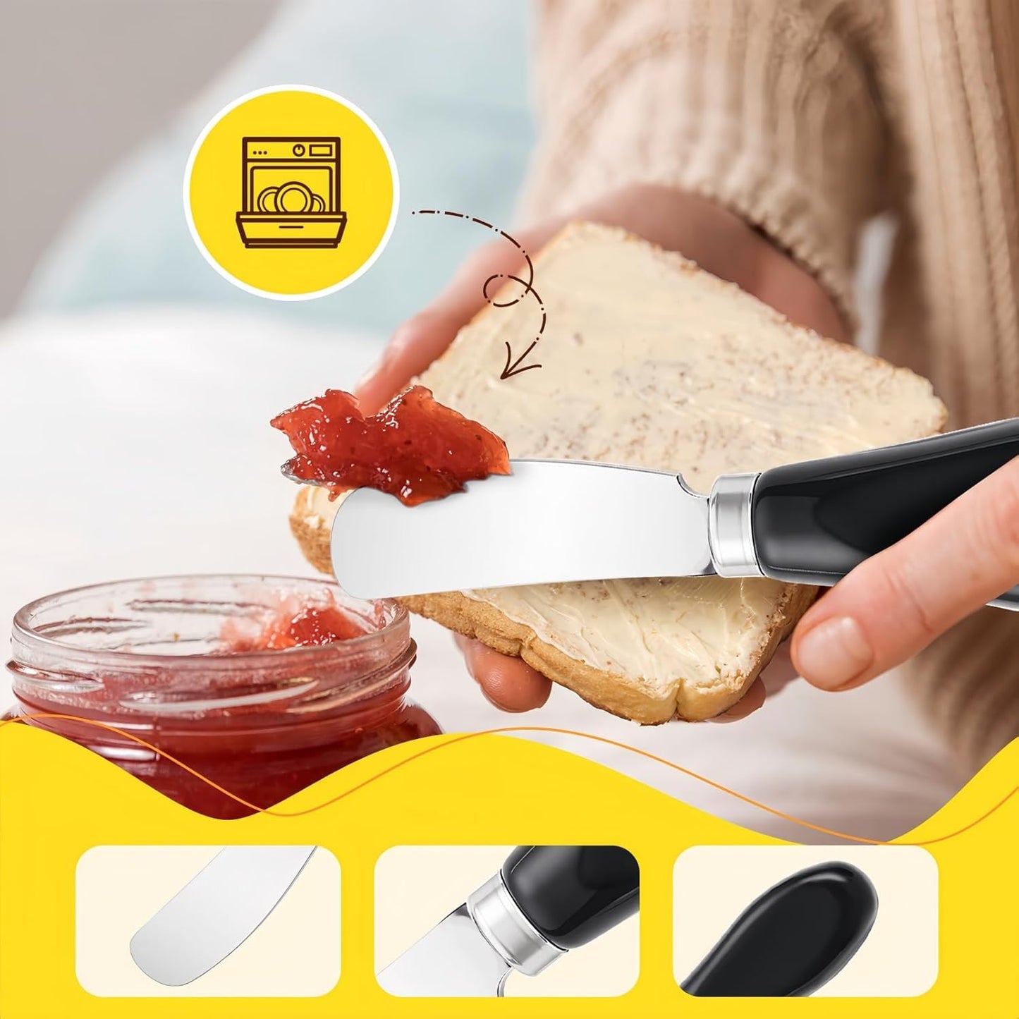 Butter Spreader Knife Set, 2-Pack Stainless Steel Cheese and Butter Knives with Ceramic Handle, Dishwasher Safe, for Soft & Hard Cheese, Jam, Cold Butter (dark green)