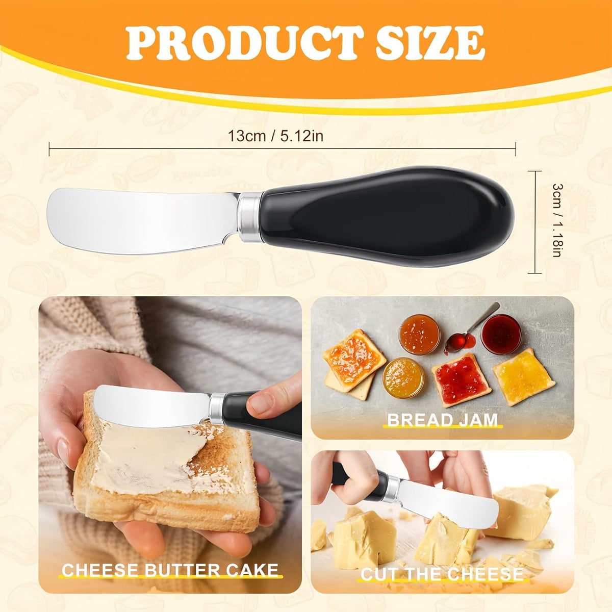 Butter Spreader Knife Set, 2-Pack Stainless Steel Cheese and Butter Knives with Ceramic Handle, Dishwasher Safe, for Soft & Hard Cheese, Jam, Cold Butter (dark green)
