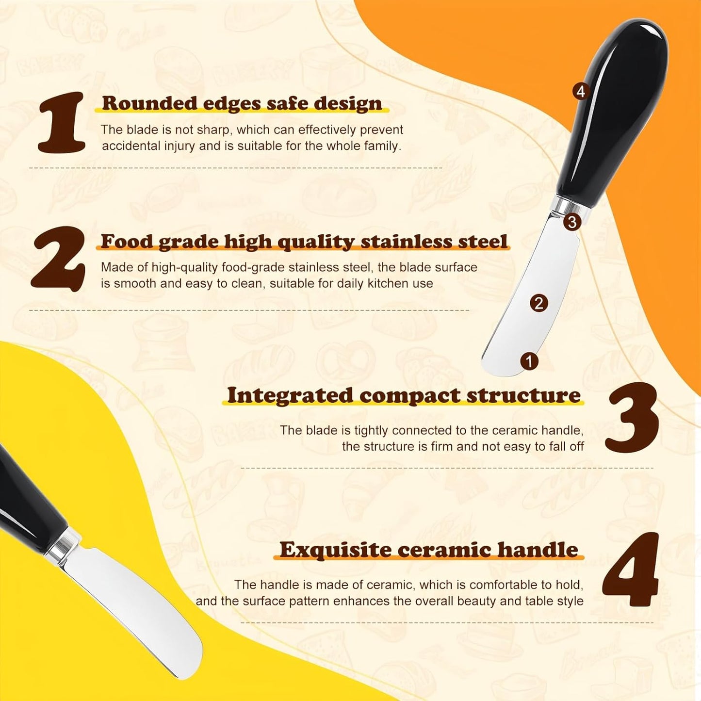 Butter Spreader Knife Set, 2-Pack Stainless Steel Cheese and Butter Knives with Ceramic Handle, Dishwasher Safe, for Soft & Hard Cheese, Jam, Cold Butter (dark green)