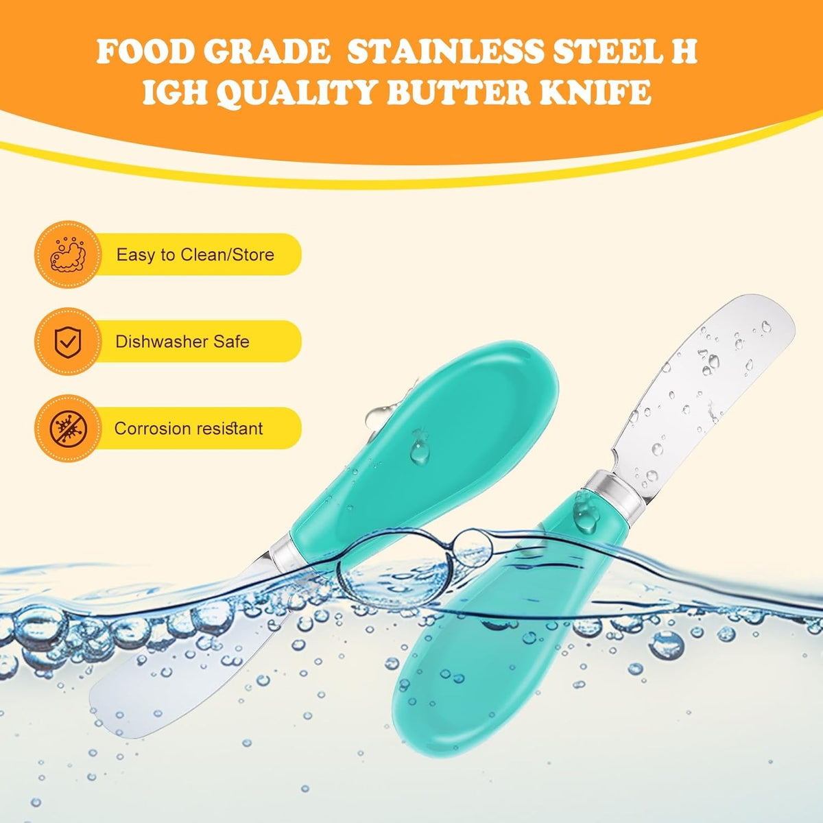 Butter Spreader Knife Set, 2-Pack Stainless Steel Cheese and Butter Knives with Ceramic Handle, Dishwasher Safe, for Soft & Hard Cheese, Jam, Cold Butter (dark green)
