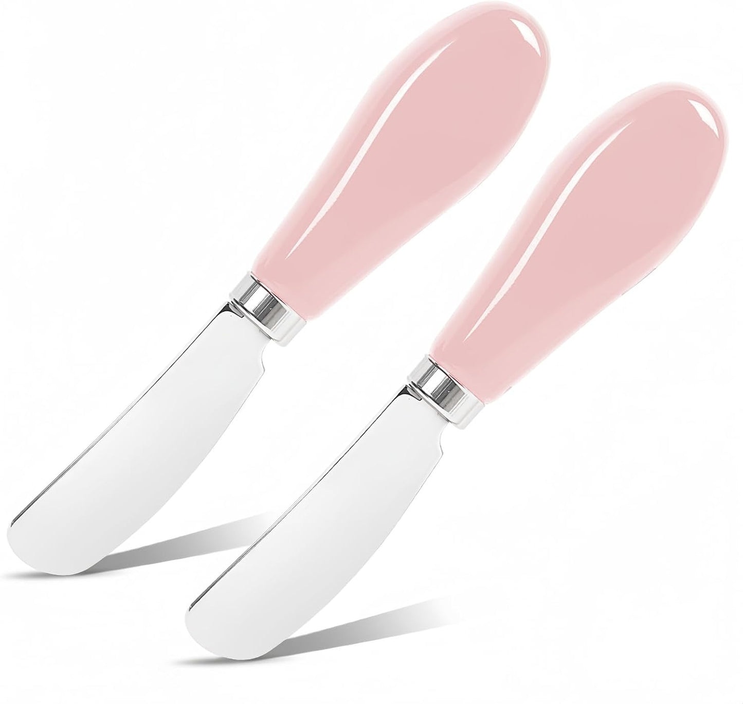 Butter Spreader Knife Set, 2-Pack Stainless Steel Cheese and Butter Knives with Ceramic Handle, Dishwasher Safe, for Soft & Hard Cheese, Jam, Cold Butter (dark green)