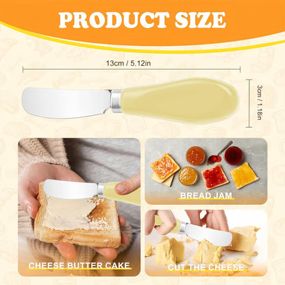 Butter Spreader Knife Set, 2-Pack Stainless Steel Cheese and Butter Knives with Ceramic Handle, Dishwasher Safe, for Soft & Hard Cheese, Jam, Cold Butter (dark green)
