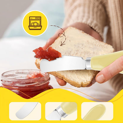 Butter Spreader Knife Set, 2-Pack Stainless Steel Cheese and Butter Knives with Ceramic Handle, Dishwasher Safe, for Soft & Hard Cheese, Jam, Cold Butter (dark green)