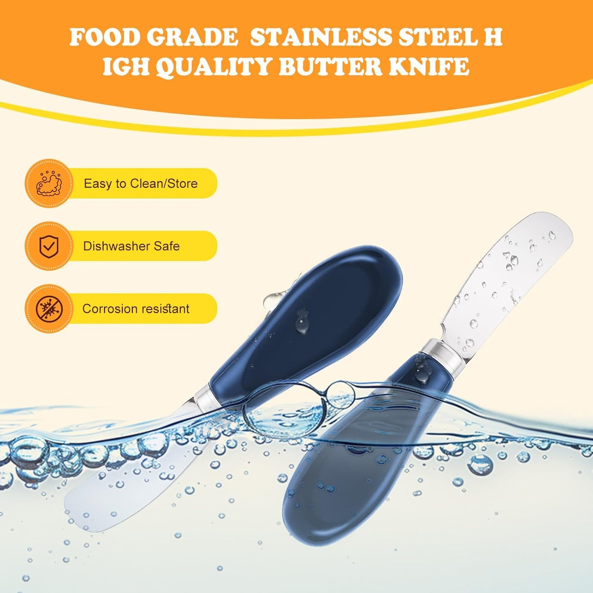 Butter Spreader Knife Set, 2-Pack Stainless Steel Cheese and Butter Knives with Ceramic Handle, Dishwasher Safe, for Soft & Hard Cheese, Jam, Cold Butter (dark green)