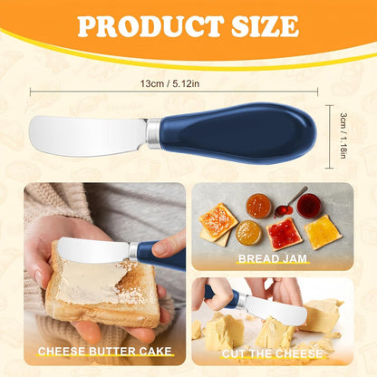 Butter Spreader Knife Set, 2-Pack Stainless Steel Cheese and Butter Knives with Ceramic Handle, Dishwasher Safe, for Soft & Hard Cheese, Jam, Cold Butter (dark green)
