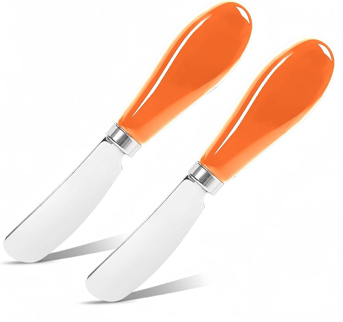 Butter Spreader Knife Set, 2-Pack Stainless Steel Cheese and Butter Knives with Ceramic Handle, Dishwasher Safe, for Soft & Hard Cheese, Jam, Cold Butter (dark green)