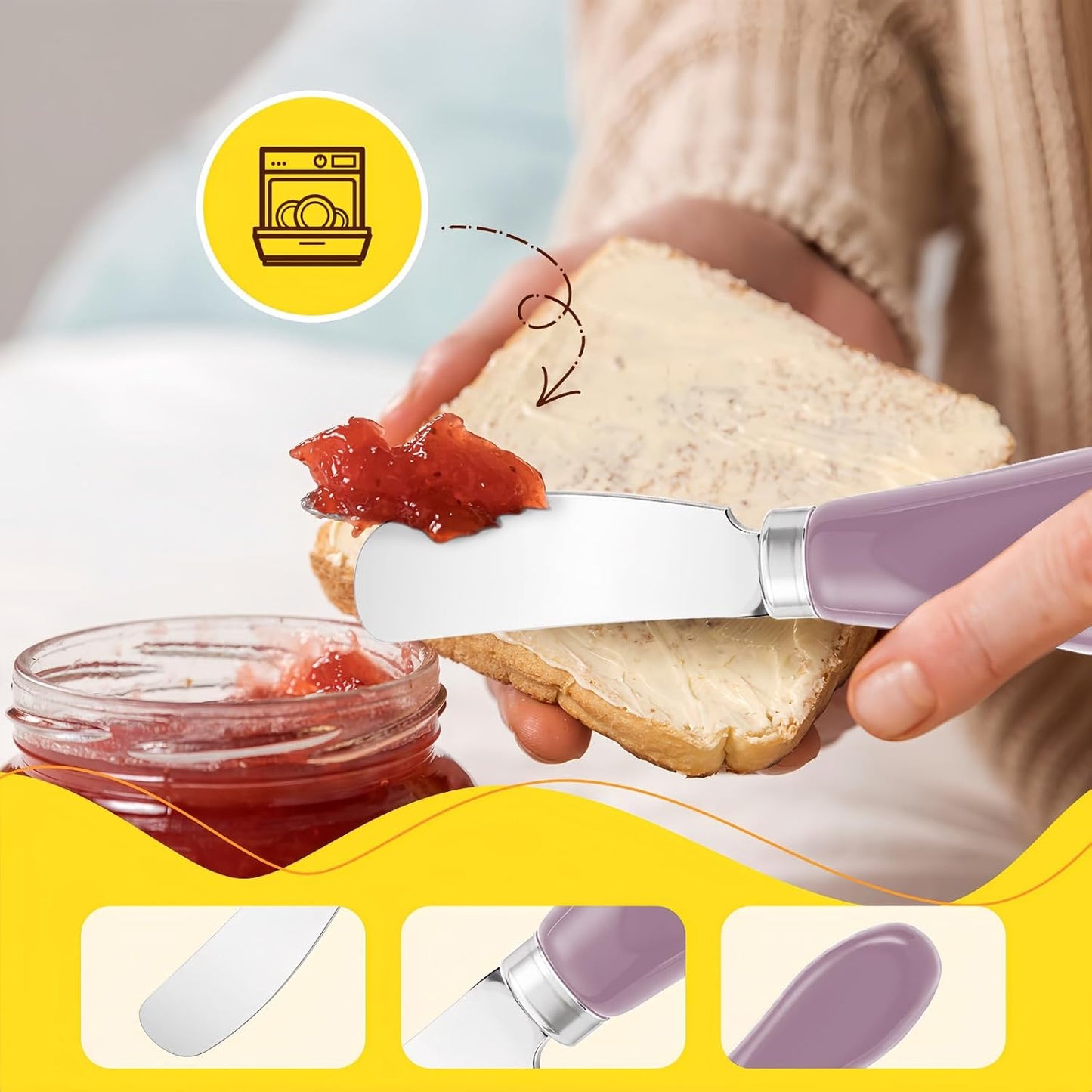 Butter Spreader Knife Set, 2-Pack Stainless Steel Cheese and Butter Knives with Ceramic Handle, Dishwasher Safe, for Soft & Hard Cheese, Jam, Cold Butter (dark green)