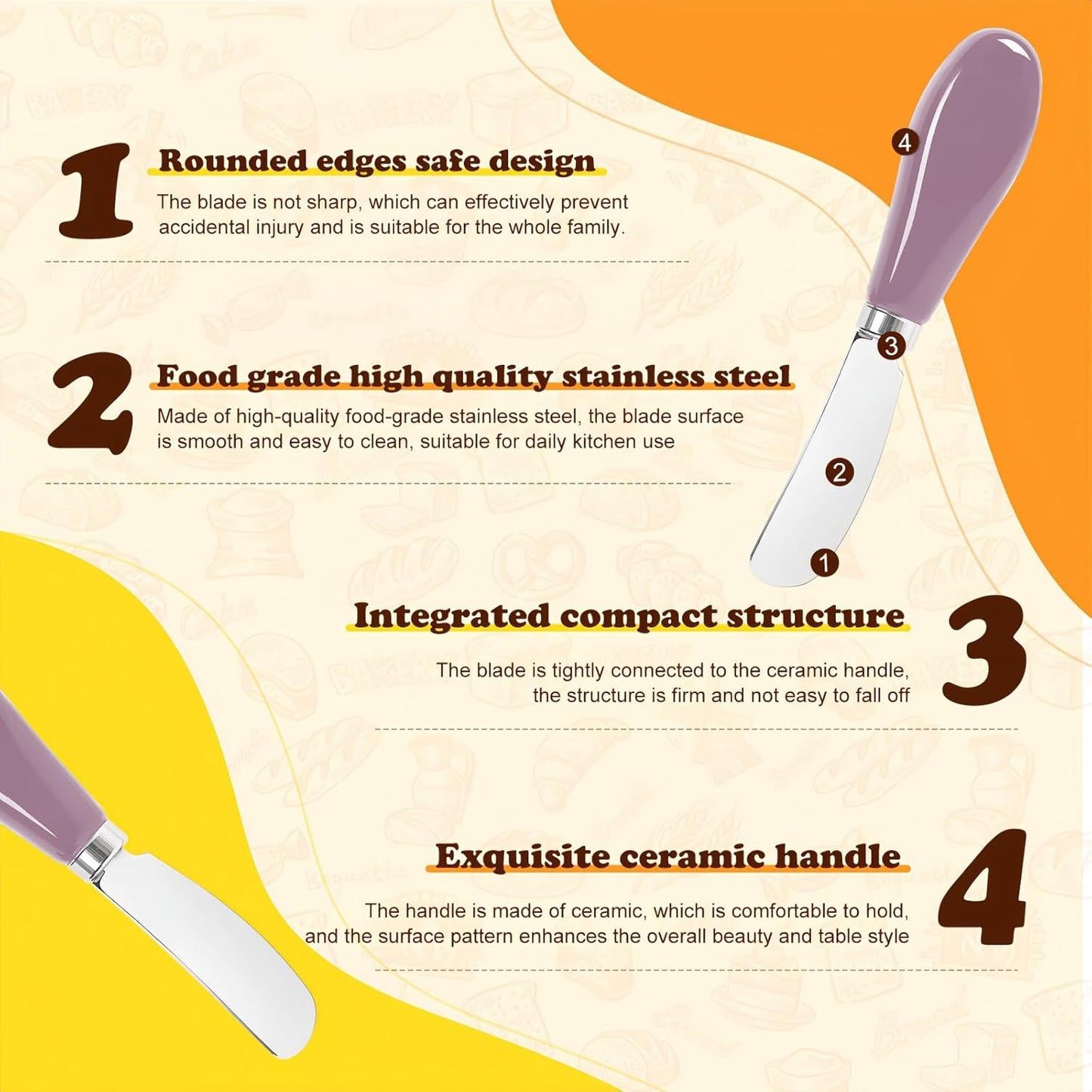 Butter Spreader Knife Set, 2-Pack Stainless Steel Cheese and Butter Knives with Ceramic Handle, Dishwasher Safe, for Soft & Hard Cheese, Jam, Cold Butter (dark green)