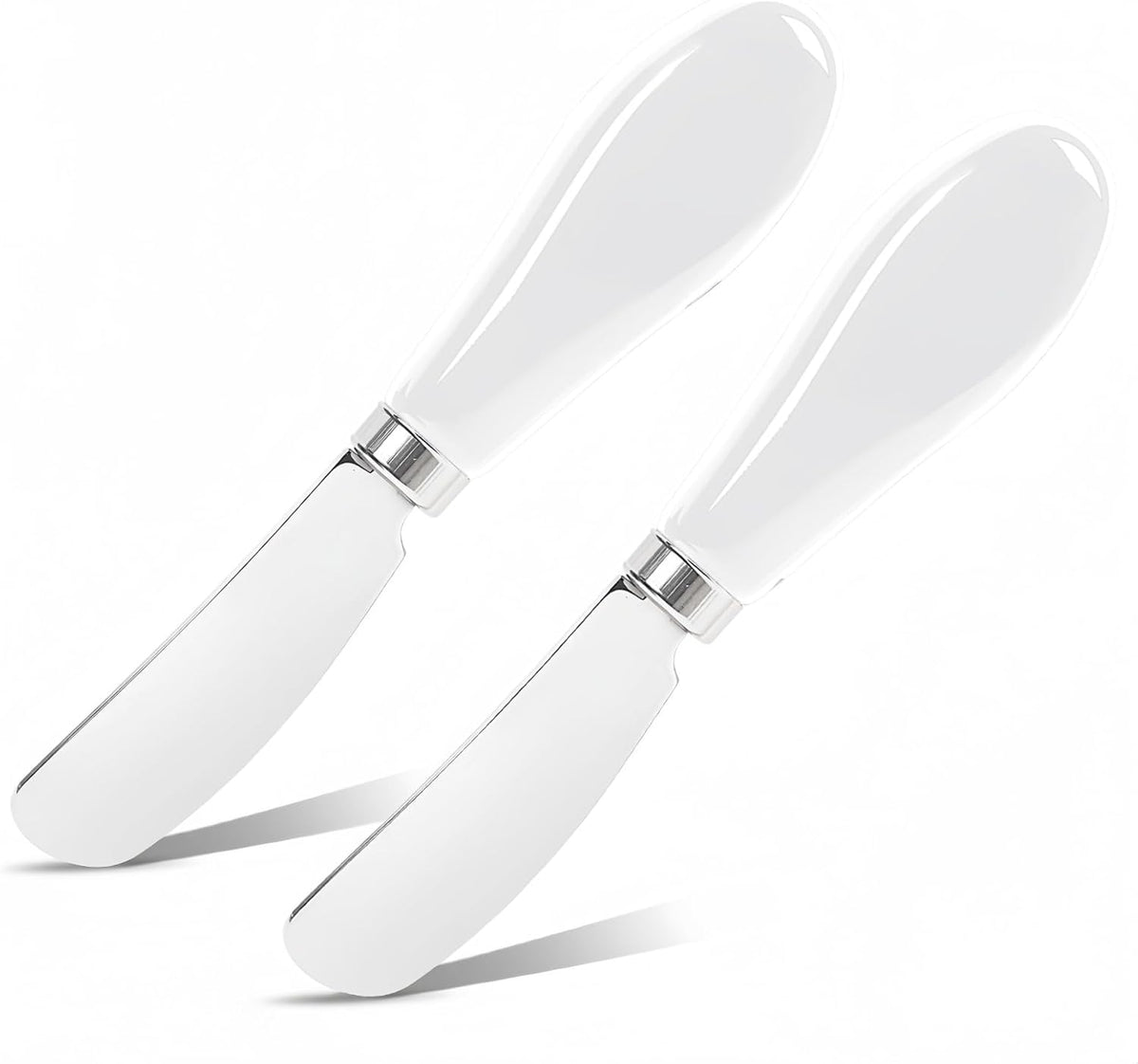 Butter Spreader Knife Set, 2-Pack Stainless Steel Cheese and Butter Knives with Ceramic Handle, Dishwasher Safe, for Soft & Hard Cheese, Jam, Cold Butter (dark green)