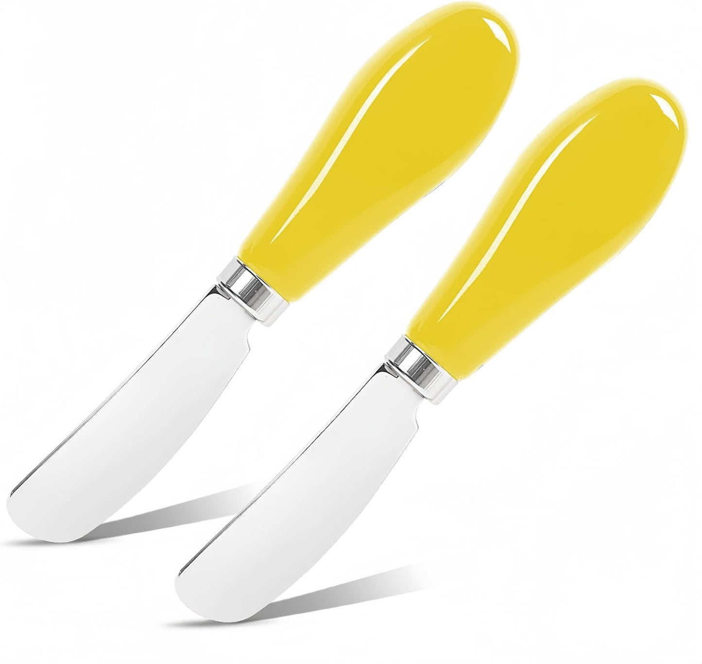 Butter Spreader Knife Set, 2-Pack Stainless Steel Cheese and Butter Knives with Ceramic Handle, Dishwasher Safe, for Soft & Hard Cheese, Jam, Cold Butter (dark green)