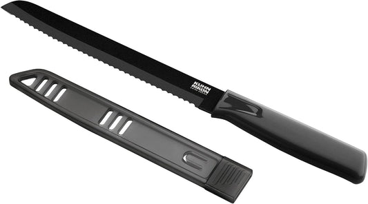 COLORI Non-Stick Bread Knife with Safety Sheath, 7 inch/17.78 cm Blade, Black