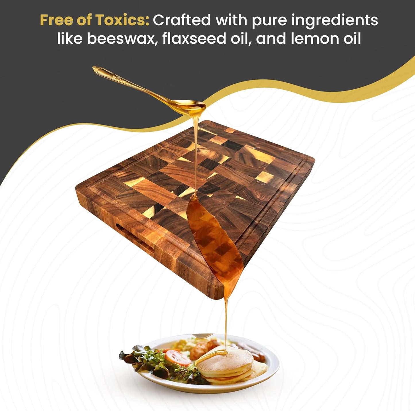 Walnut Wood End Grain Cutting Board for Kitchen with Juice Groove, Inner Handles, Heavy-Duty Butcher Block, Wooden Chopping Board, Charcuterie Boards 17" x 12" x 1" (17" x 12" x 1")