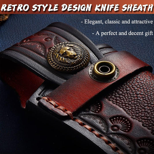 Omesio Pocket Knife Sheath, 4.53" Folding Leather Case, Horizontal Carry | Horizontal leather belt pouch, quiet metal snap scout holster, prevents pinching for folding pocket knives up to 4.53 inches