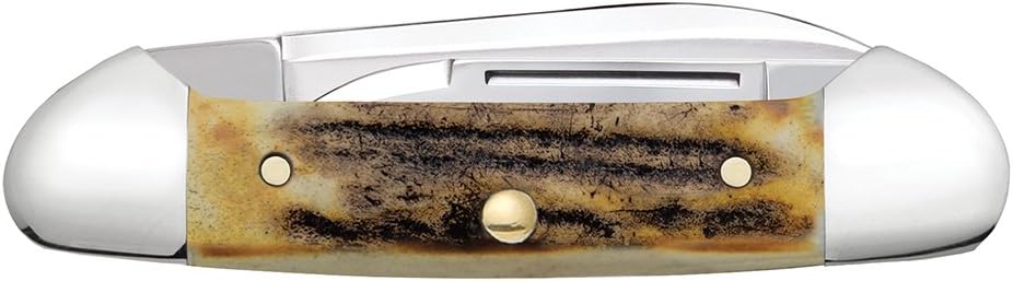 Case WR XX Pocket Knife Amber Jigged Bone Canoe Cv Item #263 - (62131 Cv) - Length Closed: 3 5/8 Inches