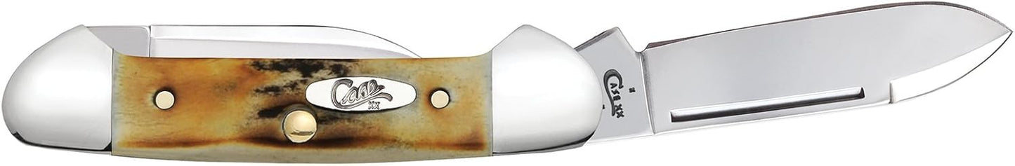 Case WR XX Pocket Knife Amber Jigged Bone Canoe Cv Item #263 - (62131 Cv) - Length Closed: 3 5/8 Inches