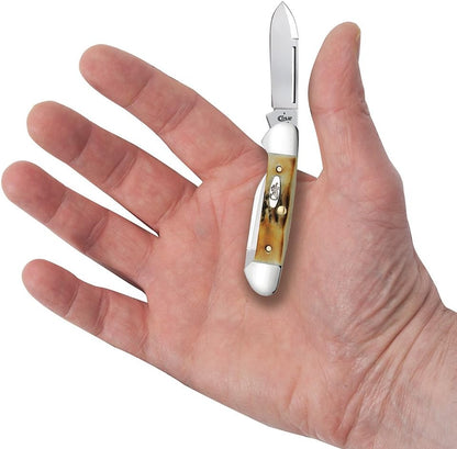 Case WR XX Pocket Knife Amber Jigged Bone Canoe Cv Item #263 - (62131 Cv) - Length Closed: 3 5/8 Inches