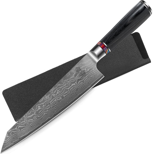 Damascus 8.3 inch Chef Knife Japanese Steel Gyuto Knife, Professional Damascus Steel Cooking Kitchen Knife with Gift Box for men and women