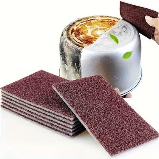 Diamond Abrasive Scouring Pads, 10pcs Dual-Side Rust Remover Scrubbers for Pots Pans Grills Sinks, Heavy Duty Kitchen Cleaning Sponges 2.76"x3.54" Dark Brown