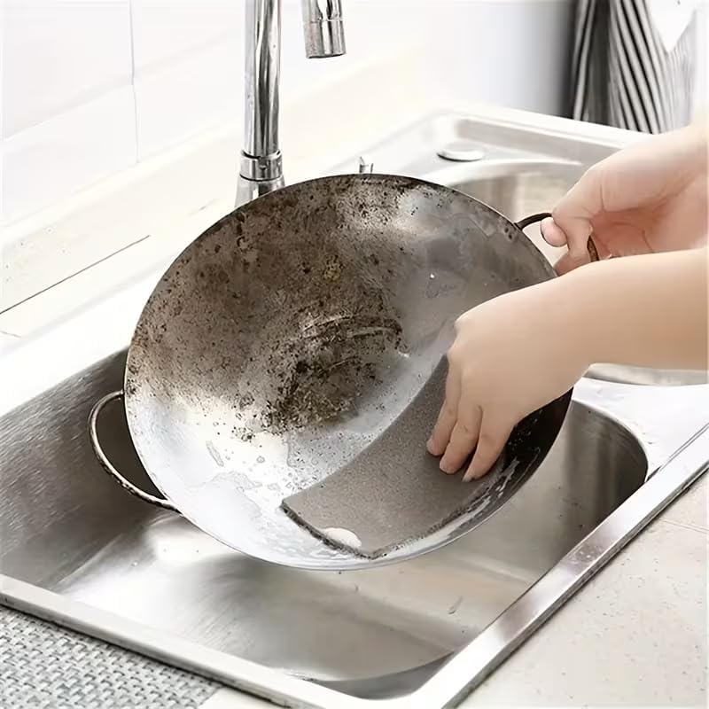 Diamond Abrasive Scouring Pads, 10pcs Dual-Side Rust Remover Scrubbers for Pots Pans Grills Sinks, Heavy Duty Kitchen Cleaning Sponges 2.76"x3.54" Dark Brown