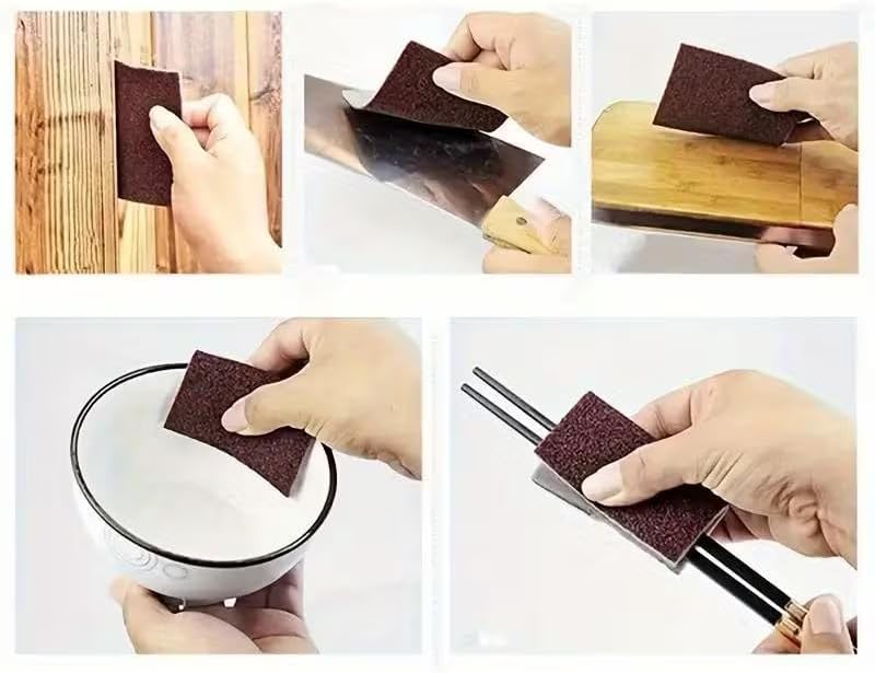 Diamond Abrasive Scouring Pads, 10pcs Dual-Side Rust Remover Scrubbers for Pots Pans Grills Sinks, Heavy Duty Kitchen Cleaning Sponges 2.76"x3.54" Dark Brown
