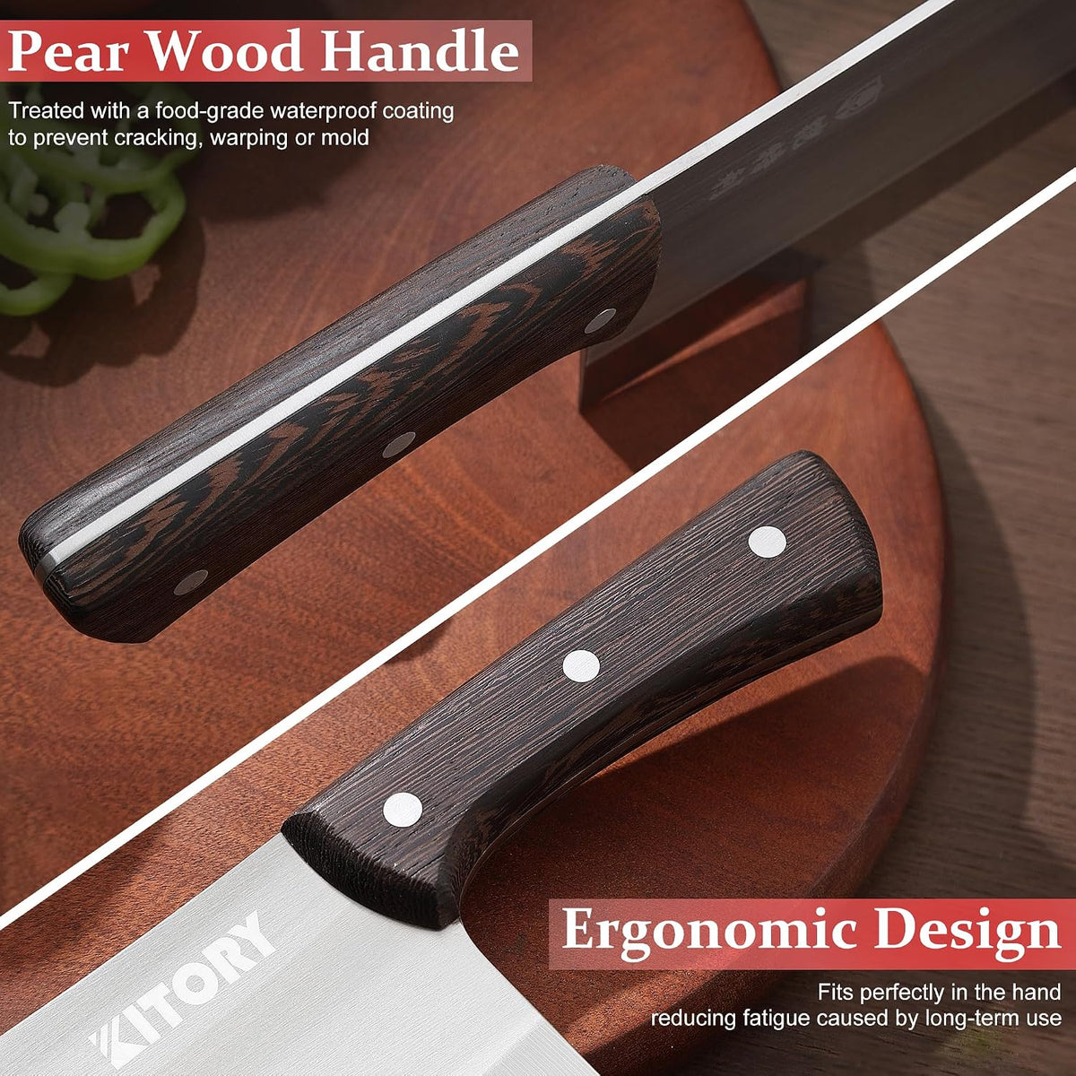 Meat Cleaver 7", Chinese Chef Kitchen knife, for meat and bones, versile blade, full tang, wood handle