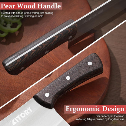 Meat Cleaver 7", Chinese Chef Kitchen knife, for meat and bones, versile blade, full tang, wood handle