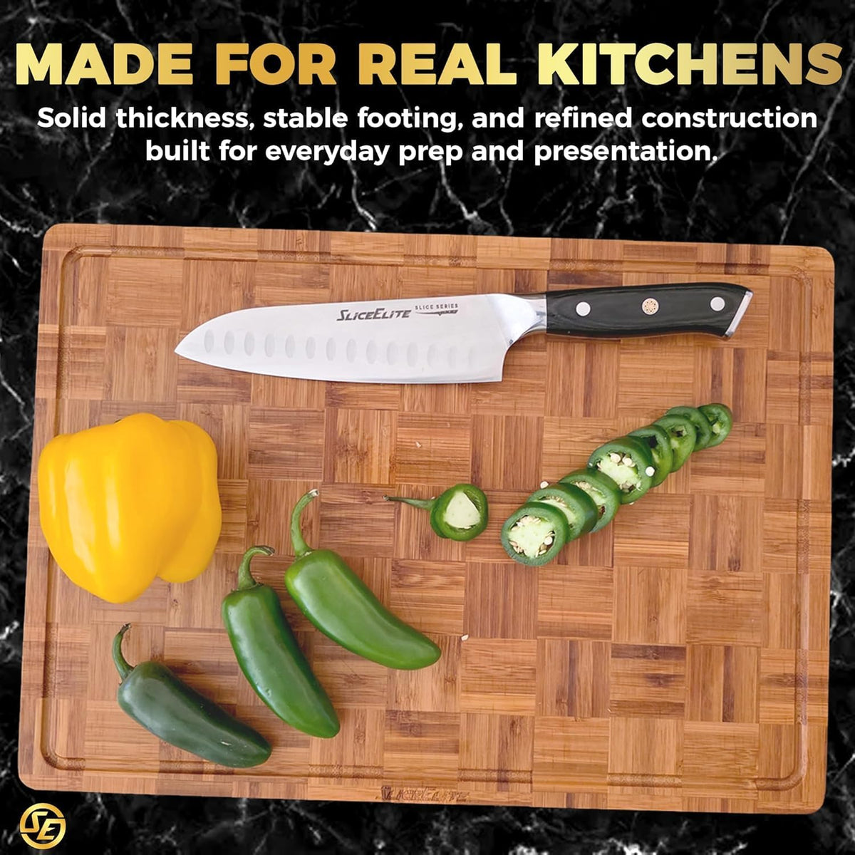 Extra Large Bamboo Cutting Board Set 3 Piece End Grain Wooden Chopping Boards with Holder Non Slip Feet Juice Groove XL Butcher Block Style Boards for Kitchen Carving and Serving