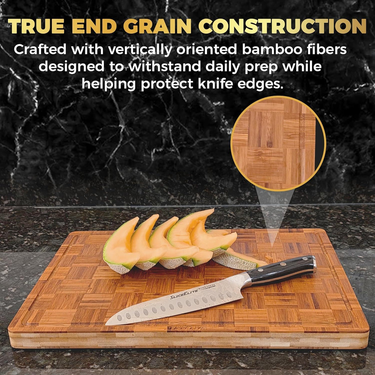 Extra Large Bamboo Cutting Board Set 3 Piece End Grain Wooden Chopping Boards with Holder Non Slip Feet Juice Groove XL Butcher Block Style Boards for Kitchen Carving and Serving