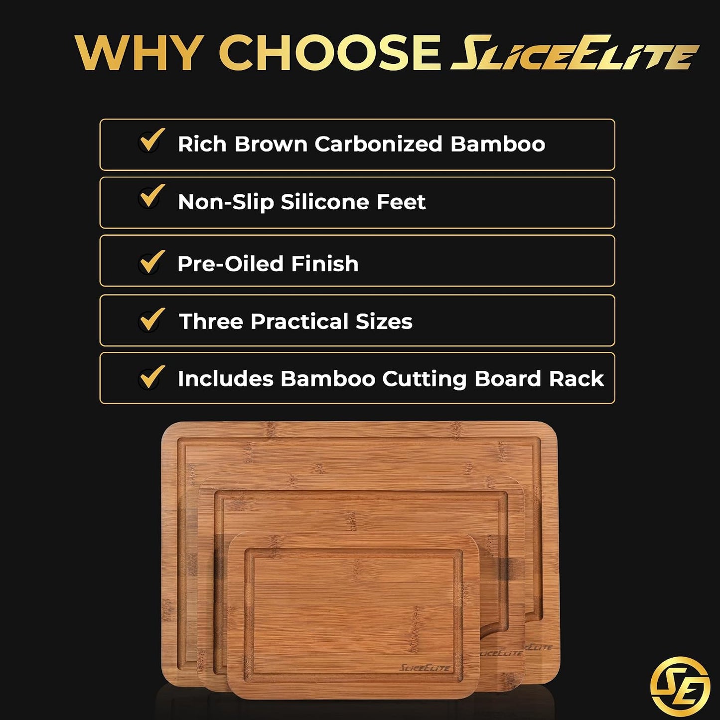 Extra Large Bamboo Cutting Board Set 3 Piece End Grain Wooden Chopping Boards with Holder Non Slip Feet Juice Groove XL Butcher Block Style Boards for Kitchen Carving and Serving