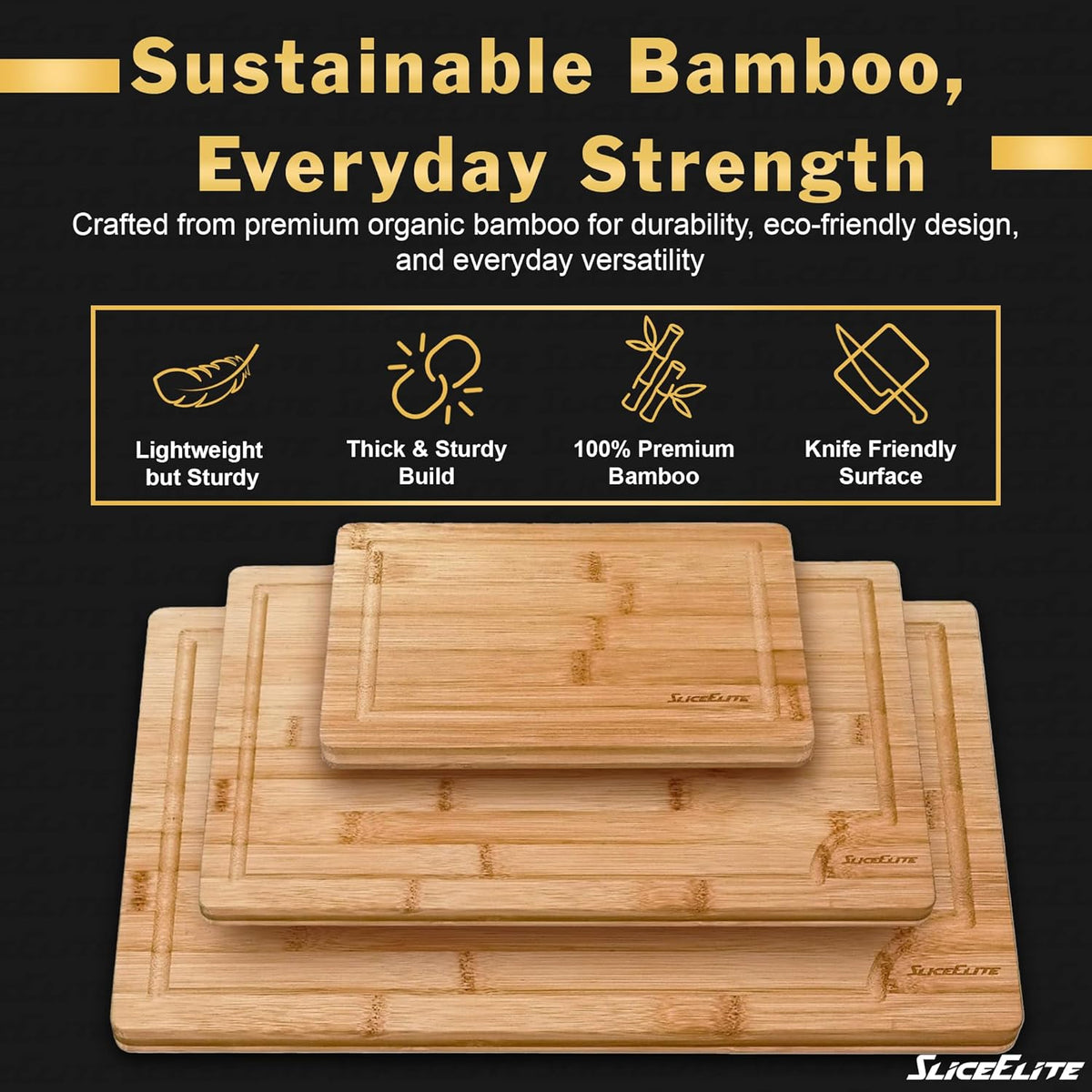 Extra Large Bamboo Cutting Board Set 3 Piece End Grain Wooden Chopping Boards with Holder Non Slip Feet Juice Groove XL Butcher Block Style Boards for Kitchen Carving and Serving