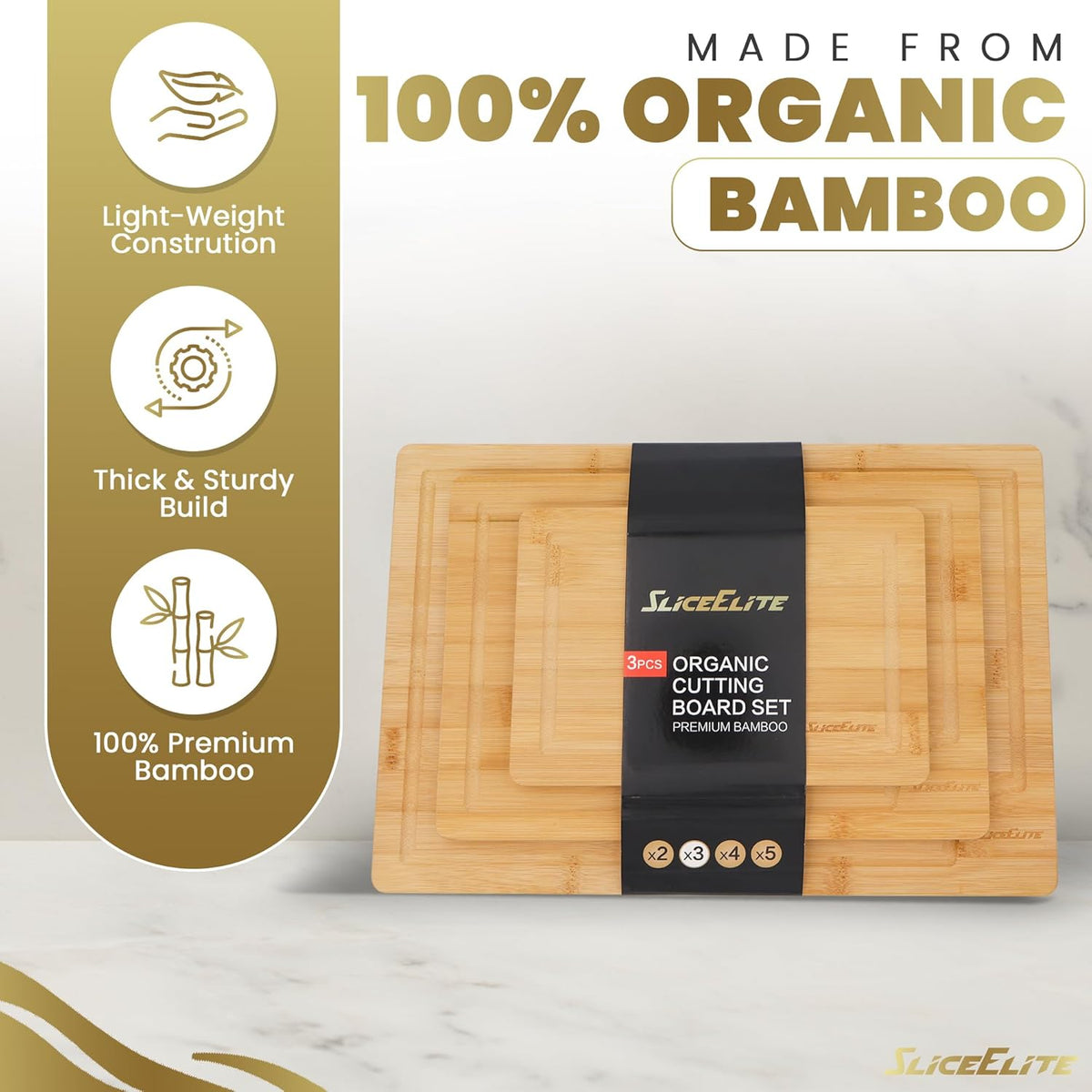 Extra Large Bamboo Cutting Board Set 3 Piece End Grain Wooden Chopping Boards with Holder Non Slip Feet Juice Groove XL Butcher Block Style Boards for Kitchen Carving and Serving