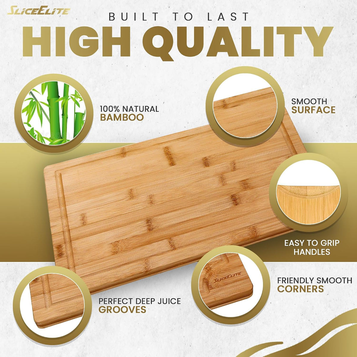 Extra Large Bamboo Cutting Board Set 3 Piece End Grain Wooden Chopping Boards with Holder Non Slip Feet Juice Groove XL Butcher Block Style Boards for Kitchen Carving and Serving