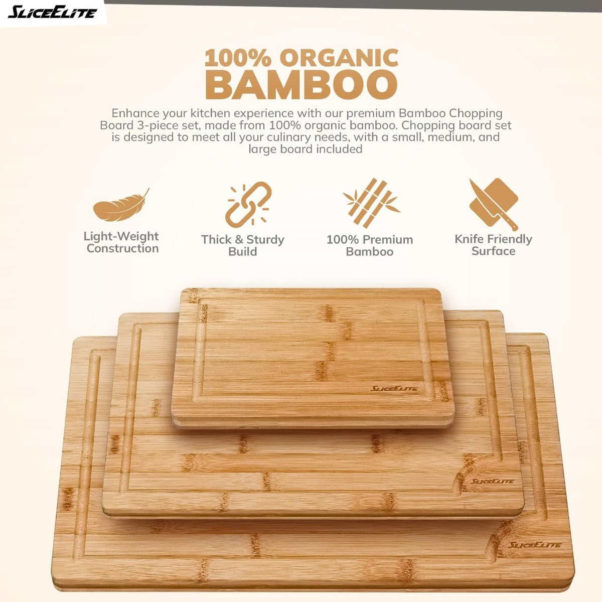 Extra Large Bamboo Cutting Board Set 3 Piece End Grain Wooden Chopping Boards with Holder Non Slip Feet Juice Groove XL Butcher Block Style Boards for Kitchen Carving and Serving
