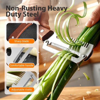 Premium Vegetable Peeler with Wooden Handle and Bottle Opener, Multi-Functional Vegetable Peeler for Kitchen, Kitchen Gadgets Tool for Fruit Pumpkin Peeling Potato Carrot Veggie Peeler (1)