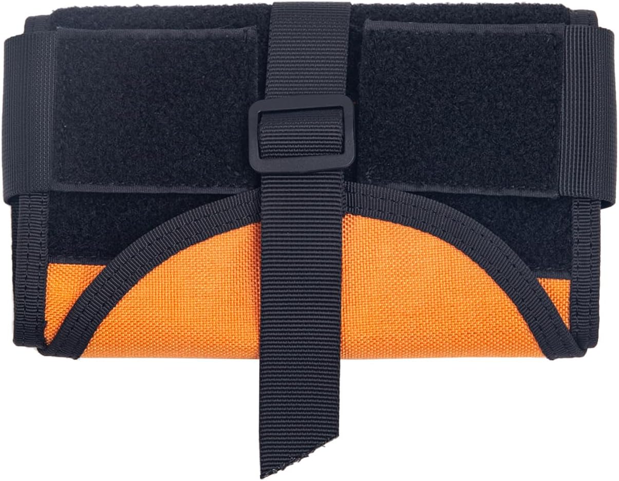 Compact Tool Organizer of Tool Roll, Portable Roll-Up Storage for Fire Starter, Knives, Multi-Tools, Elastic Mesh Pockets with Hook & Loop Closure for Camping, EDC, Survival Gear