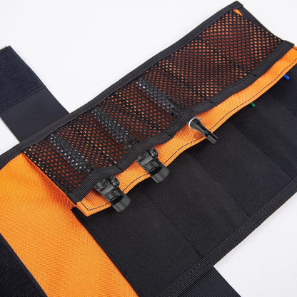 Compact Tool Organizer of Tool Roll, Portable Roll-Up Storage for Fire Starter, Knives, Multi-Tools, Elastic Mesh Pockets with Hook & Loop Closure for Camping, EDC, Survival Gear