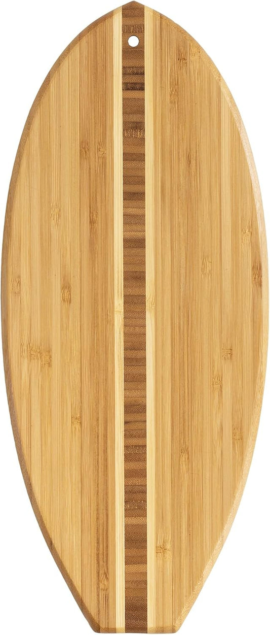 Lil Surfer Small Surfboard Cutting Board, 14.5 x 6 in | Small surfboard-shaped serving board brings beach vibes to charcuterie and snacks. Hang tie for easy wall display.